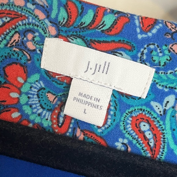 J. Jill Women’s Size L Coastal Ruffles Sleeveless Midi Dress Blue Paisley - Picture 4 of 9